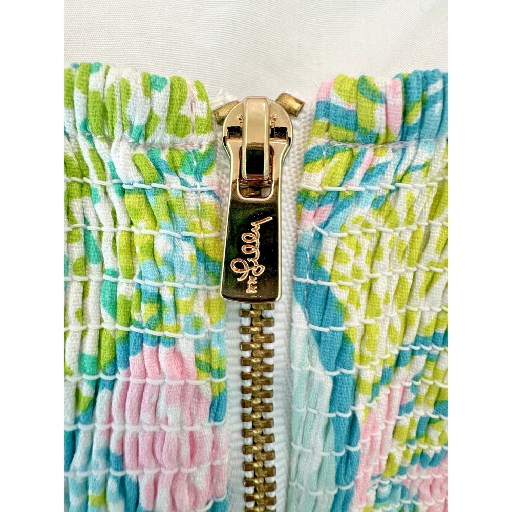 Lilly Pulitzer Sz 10 Scalloped Shift Dress Pink Green Leaf Print Coastal Resort - Picture 8 of 10